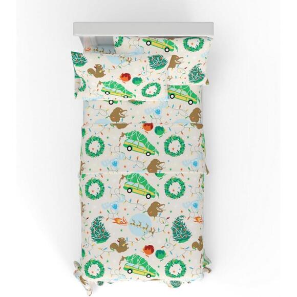 NEW National Lampoon's Christmas Vacation Bedding Cotton Flannel Sheet Set FULL
